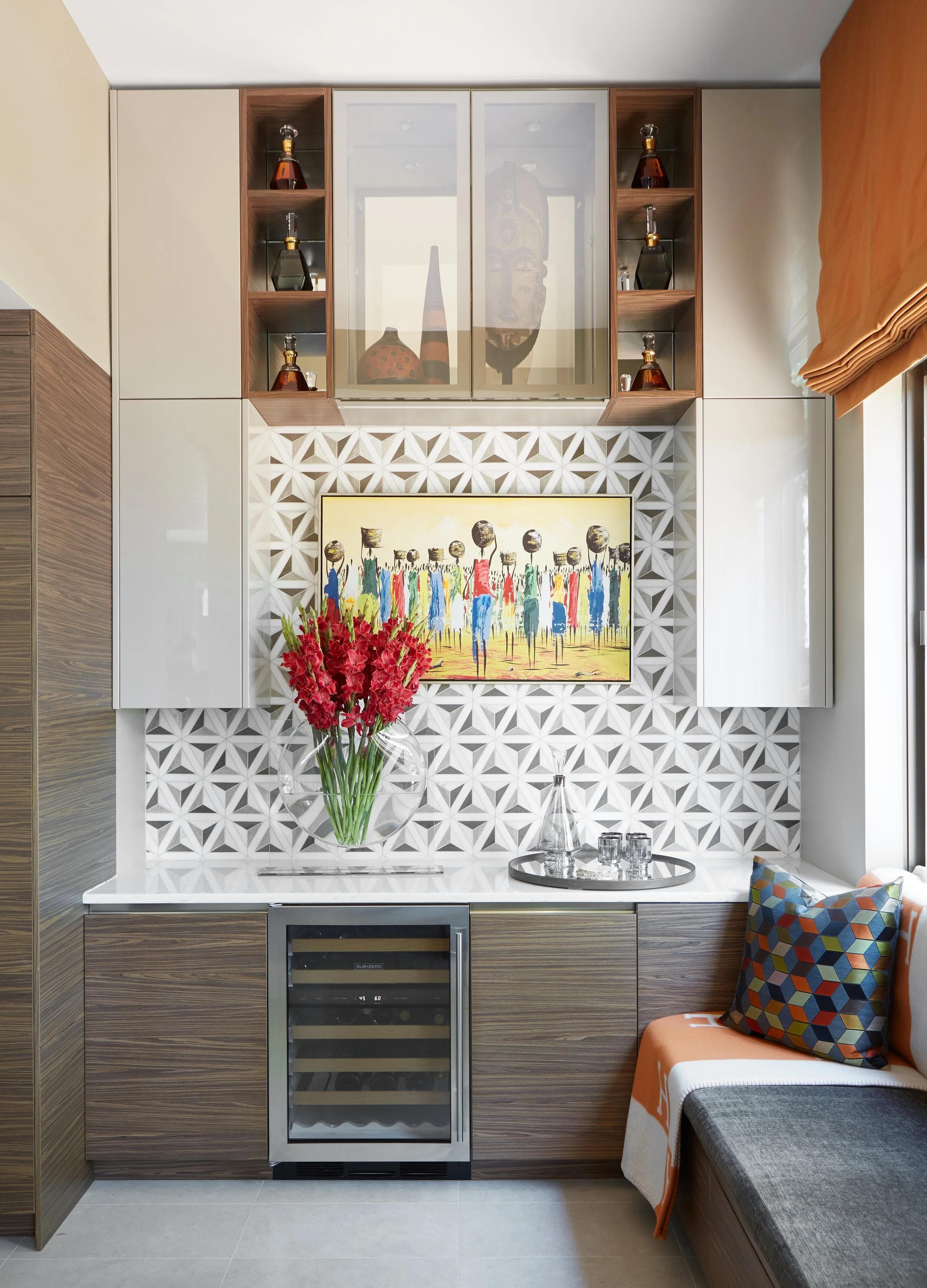 Dining area with art styling from the Culture + Chic project